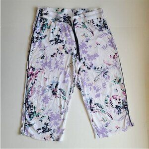 J. Jill Sleep Pajama Pants Floral M Side Piped Crops Pull On Comfy Casual